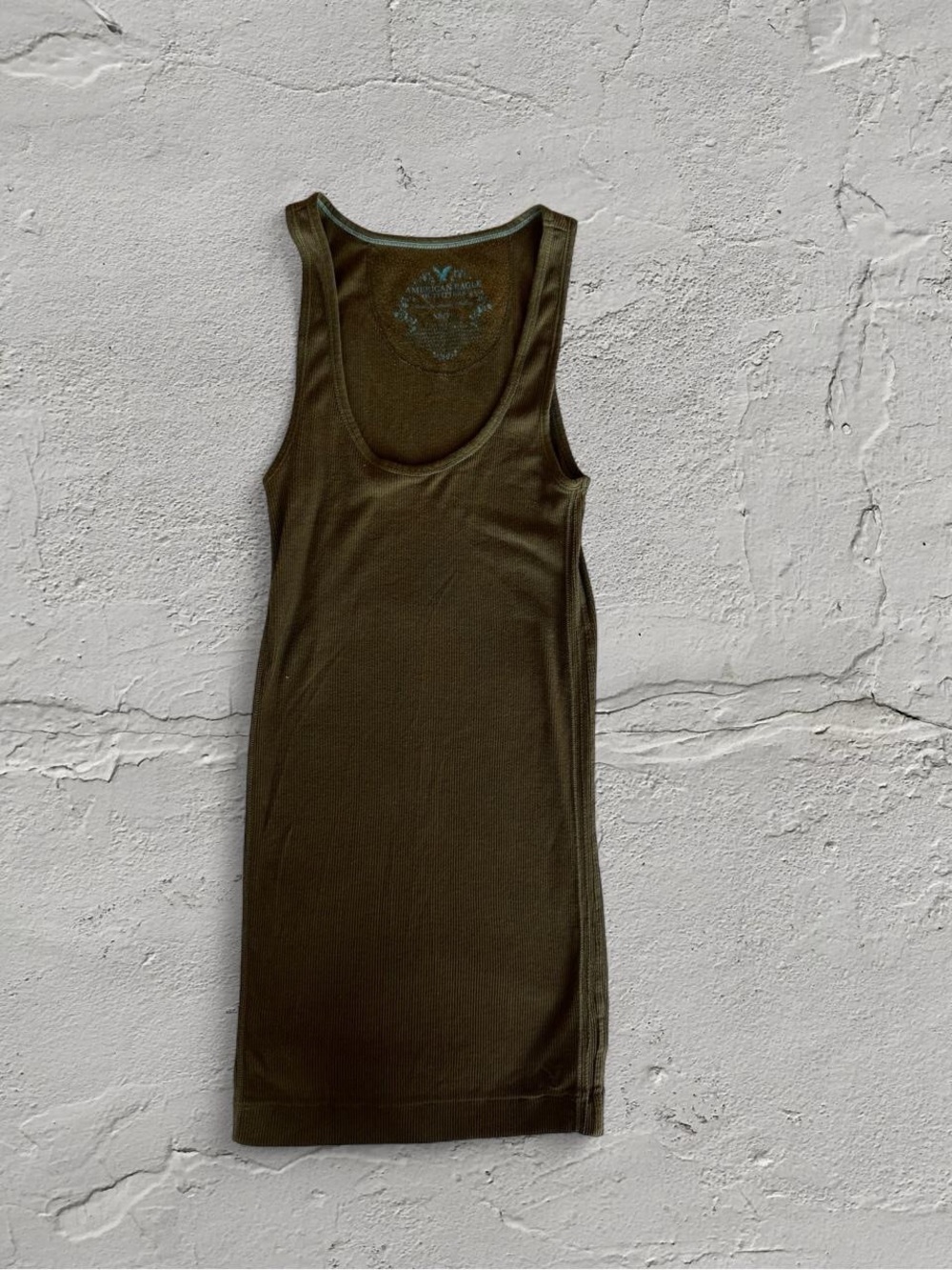 Y2K American Eagle Outfitters Olive Green Ribbed Tank Top